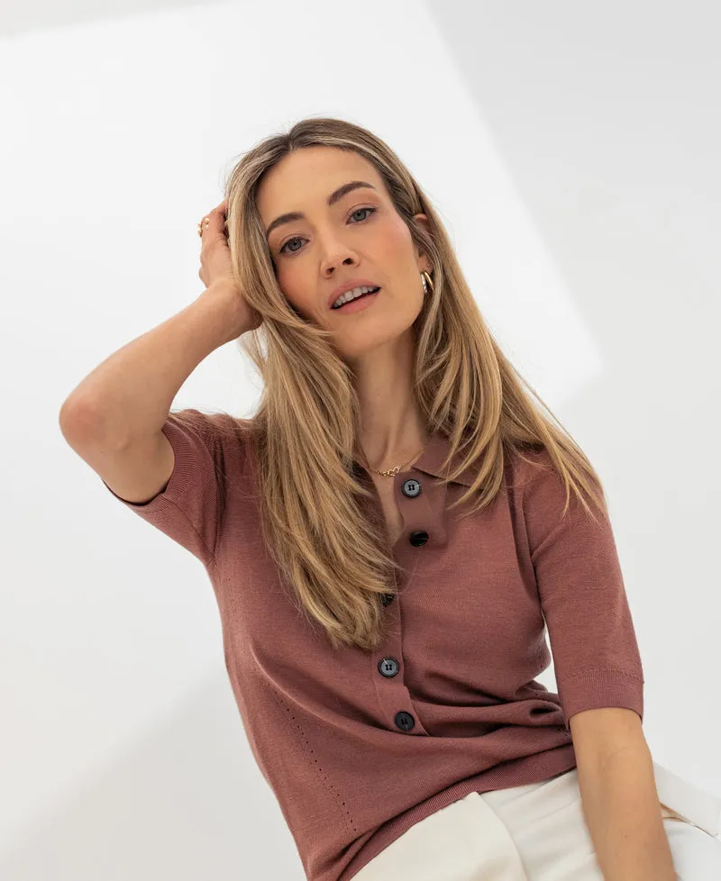 Merinowollen polo LA PANTIN Dusty pink