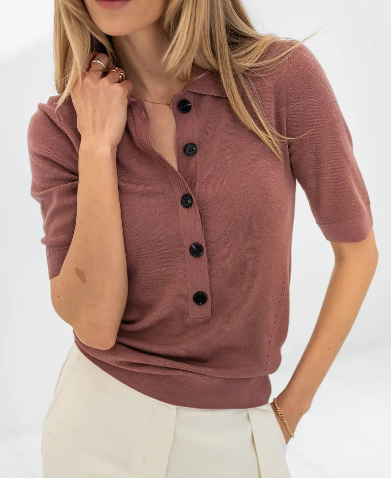 Merinowollen polo LA PANTIN Dusty pink