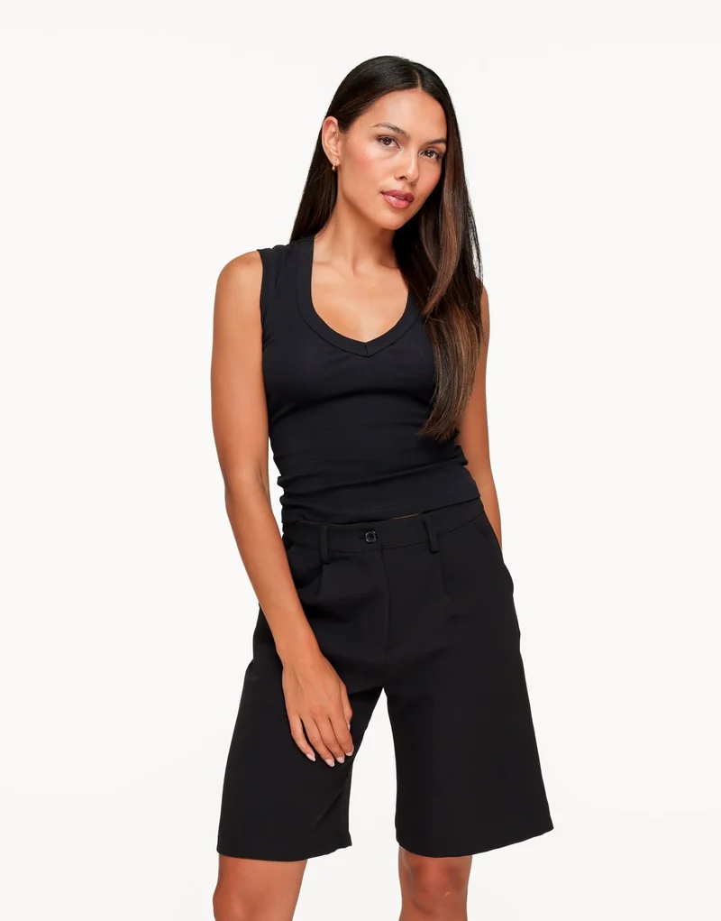 Zwarte V-hals Tank - Top