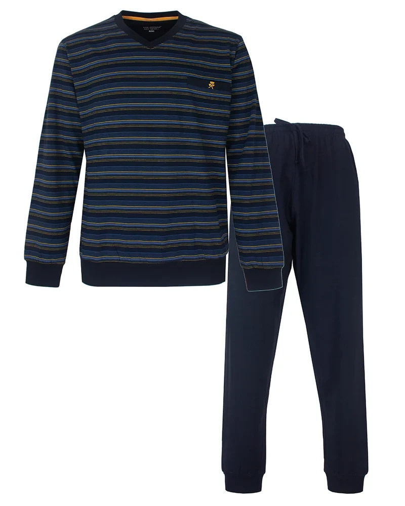 Paul Hopkins pyjama heren lange mouw V-hals - Dark blue