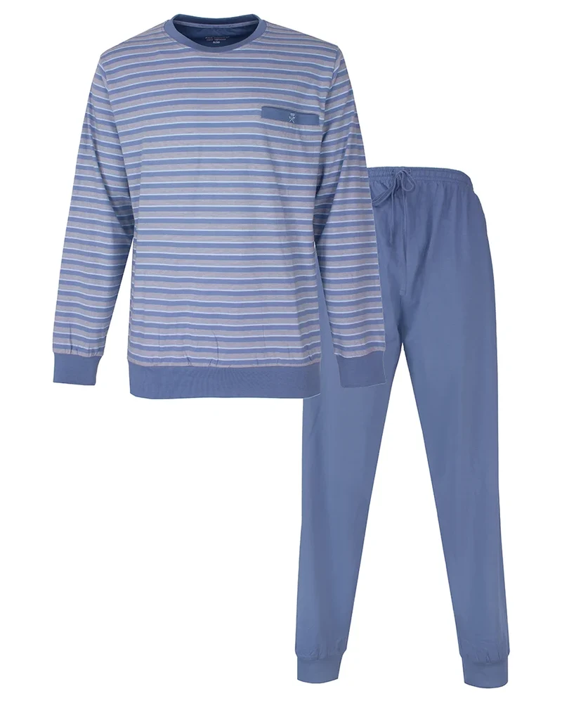 Paul Hopkins pyjama heren lange mouw - blauw/grijs