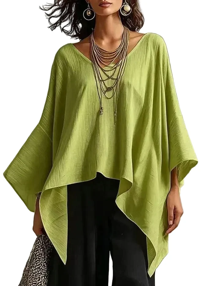 Dames Top Asymmetrisch Casual Met Vleermuismouw
