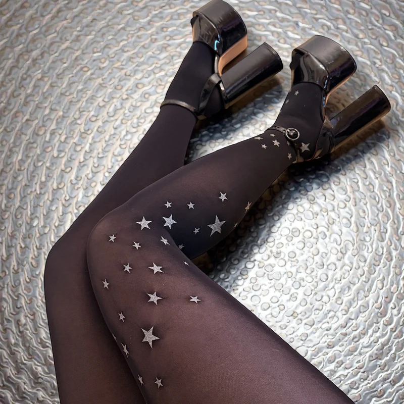 80 Denier Opaque Tights - Star Leg Wrap