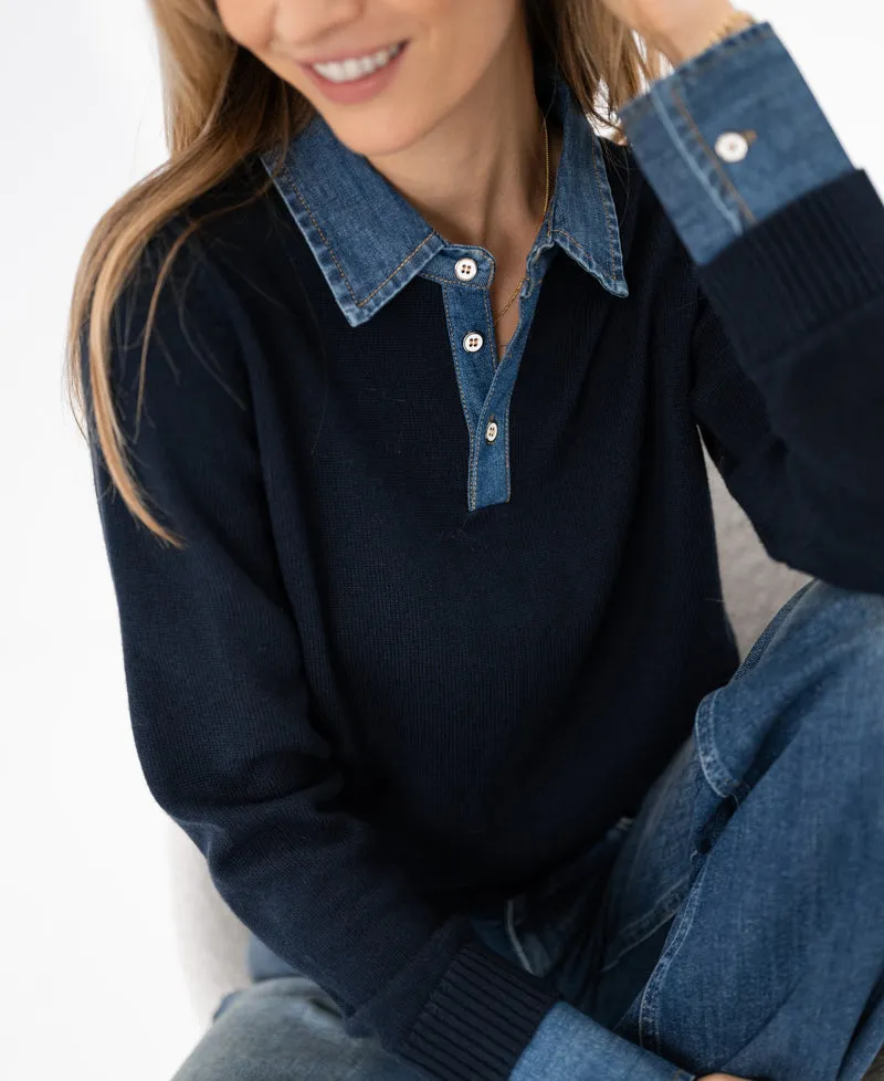 Trui-blouse LA COLLEGE Donkerblauw