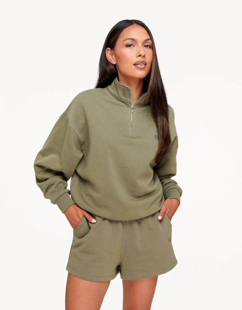 Khaki Hoge Kraag The Sport Edit - Sweater