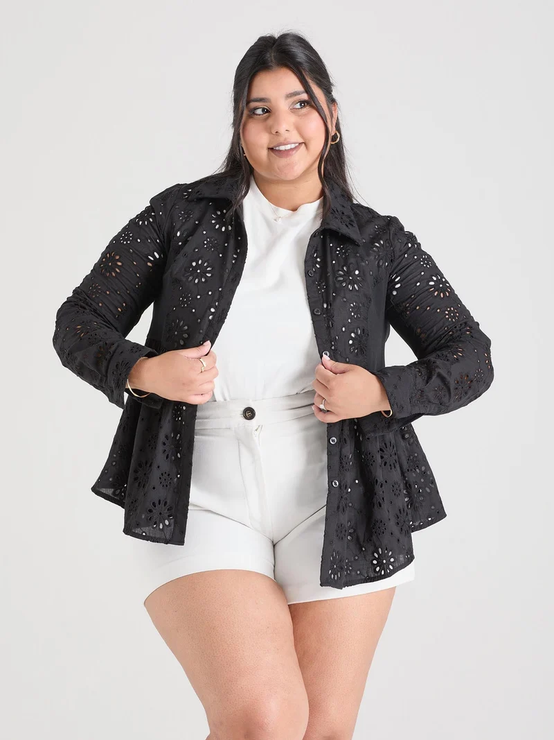 Broderie Anglaise Shirt - Black