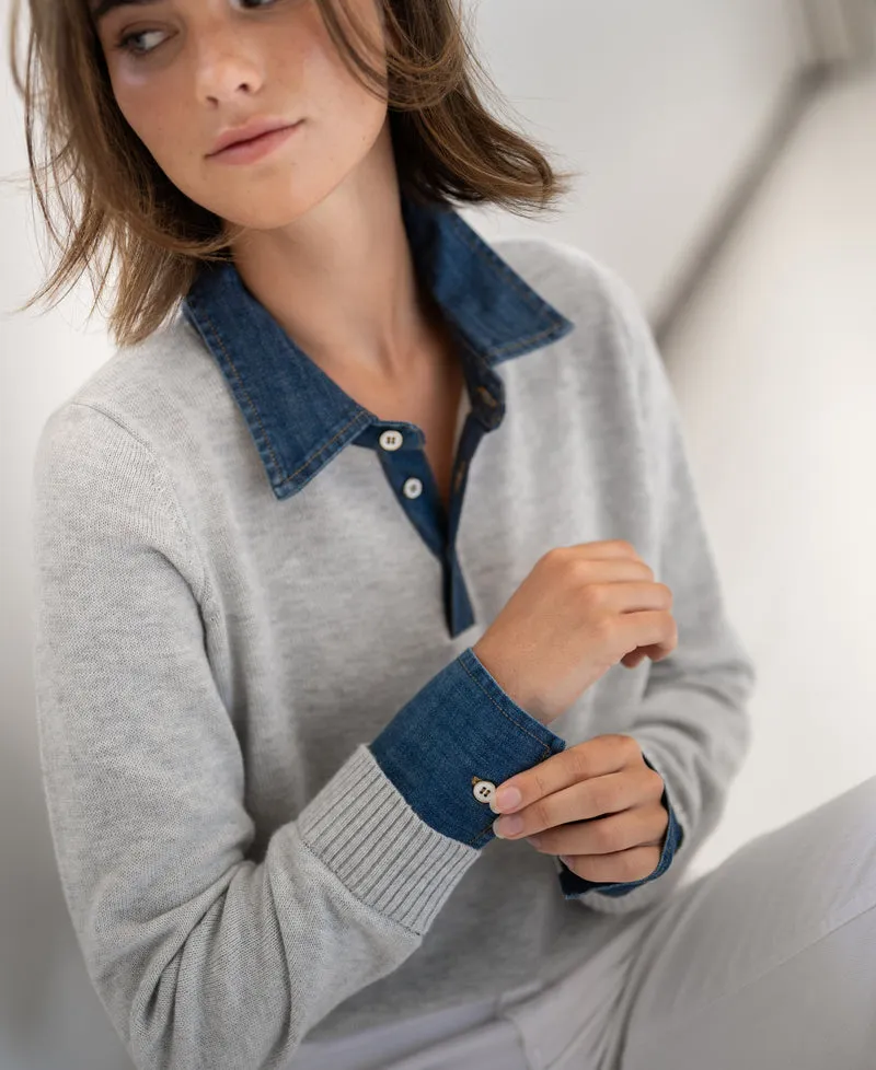 Trui-blouse LA COLLEGE Lichtgrijs