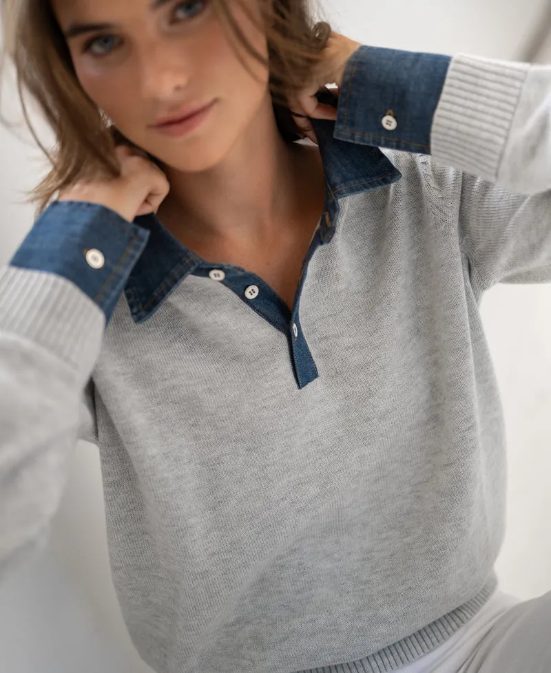 Trui-blouse LA COLLEGE Lichtgrijs