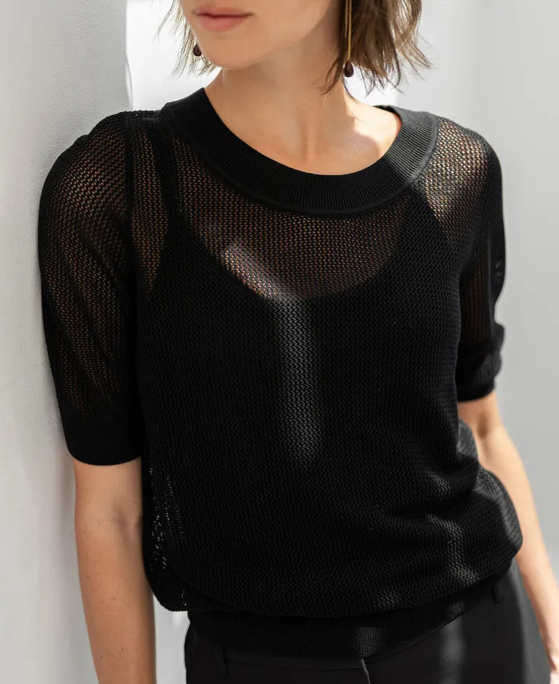 Mesh trui LE NANCY met zijde Black