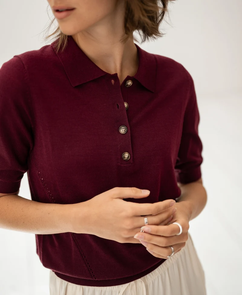 Merino-zijde polo LE PAULY Wine