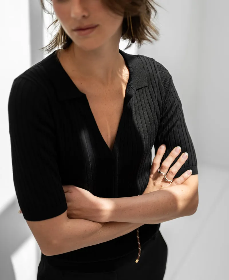Tencel-zijde polo LE JASMIN Zwart