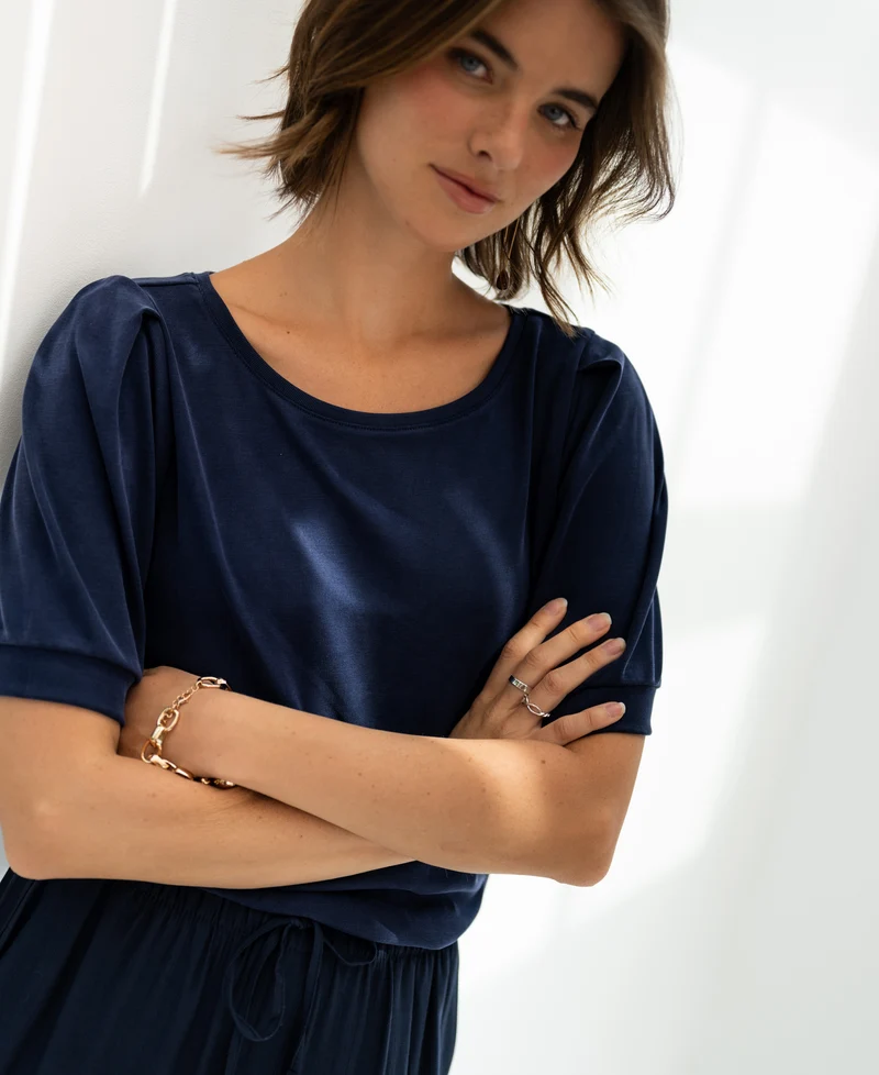 Rib T-shirt LA PHILEINE Donkerblauw