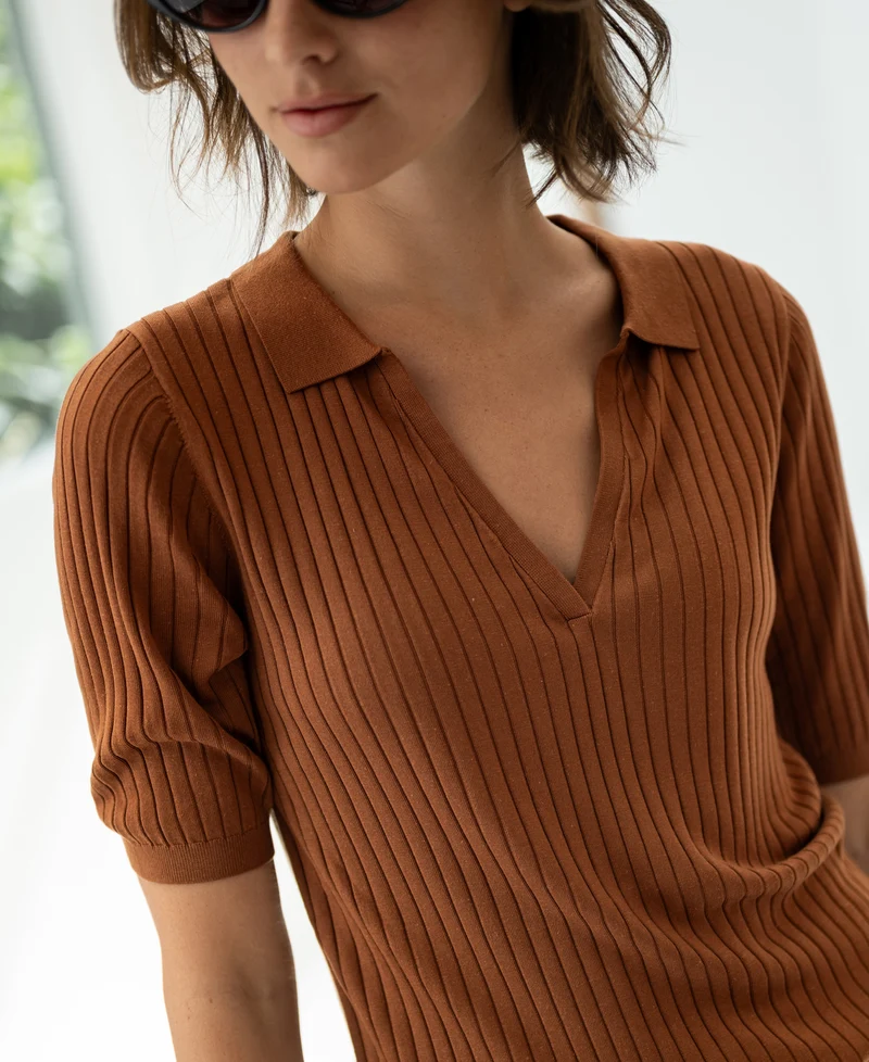 Tencel-zijde polo LE JASMIN Havana
