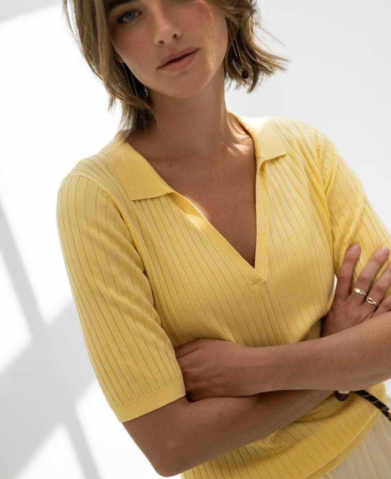 Tencel-zijde polo LE JASMIN Geel