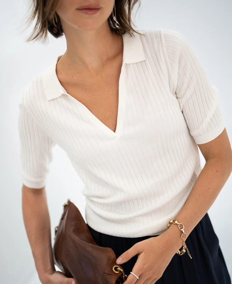 Tencel-zijde polo LE JASMIN Wit