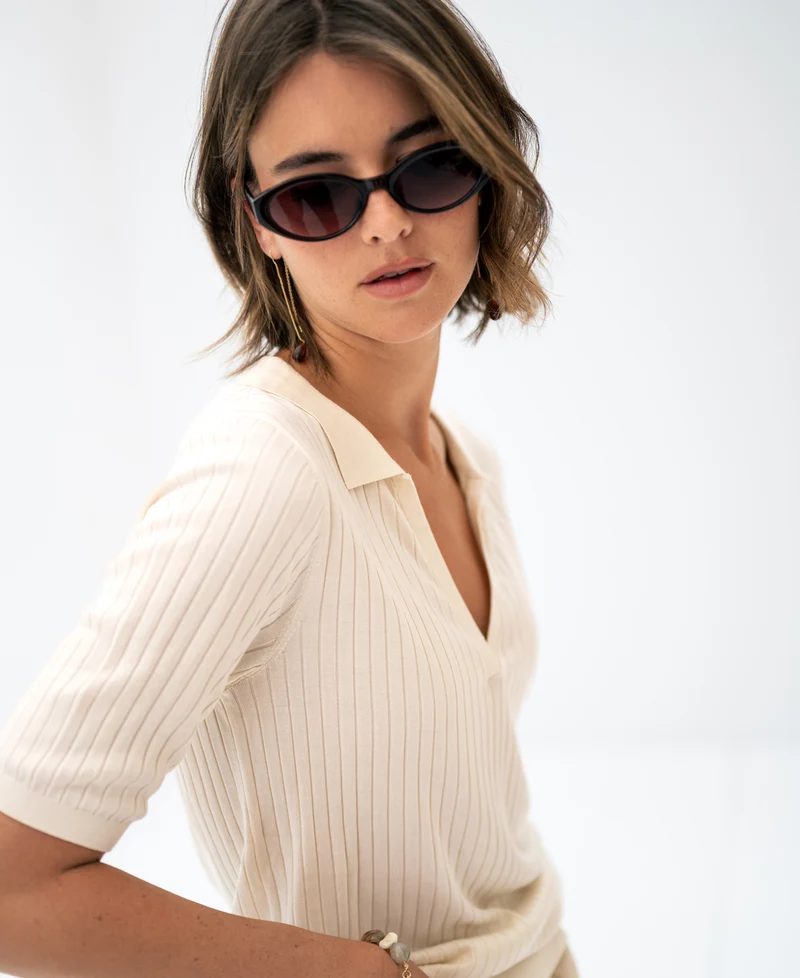 Tencel-zijde polo LE JASMIN Cream