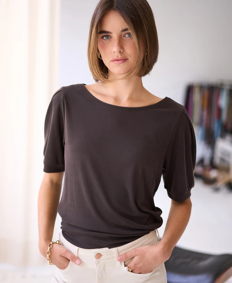 Rib T-shirt LA PHILEINE Choco