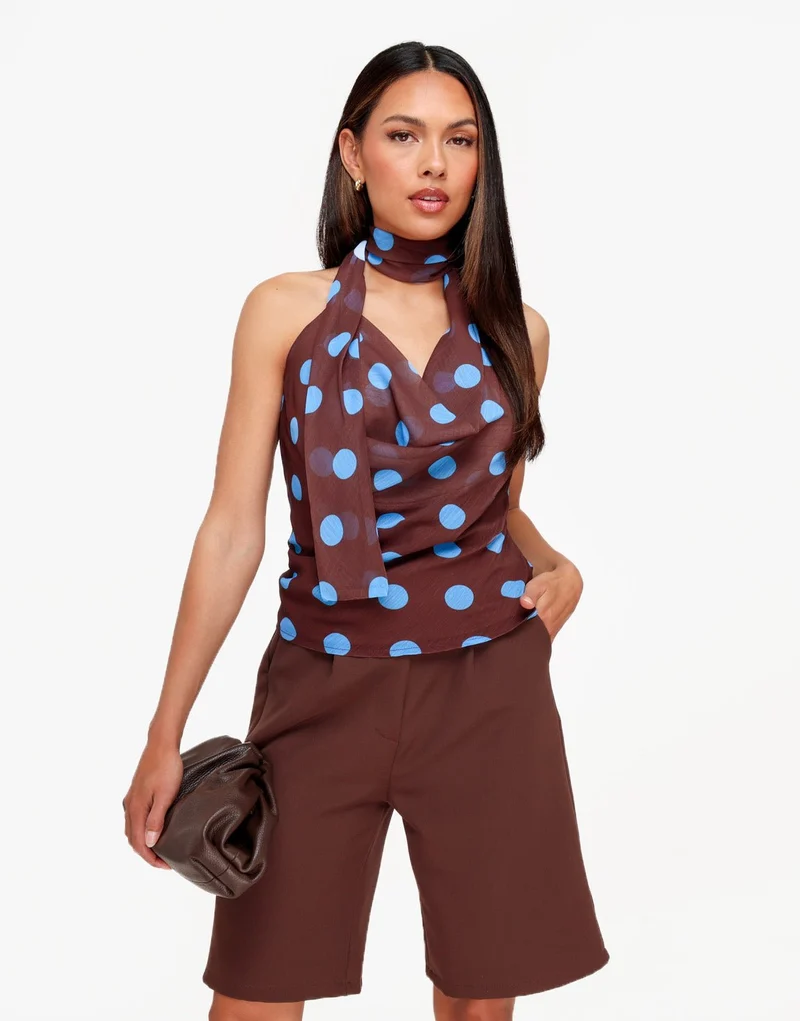 Bruine Polkadot Halter - Top