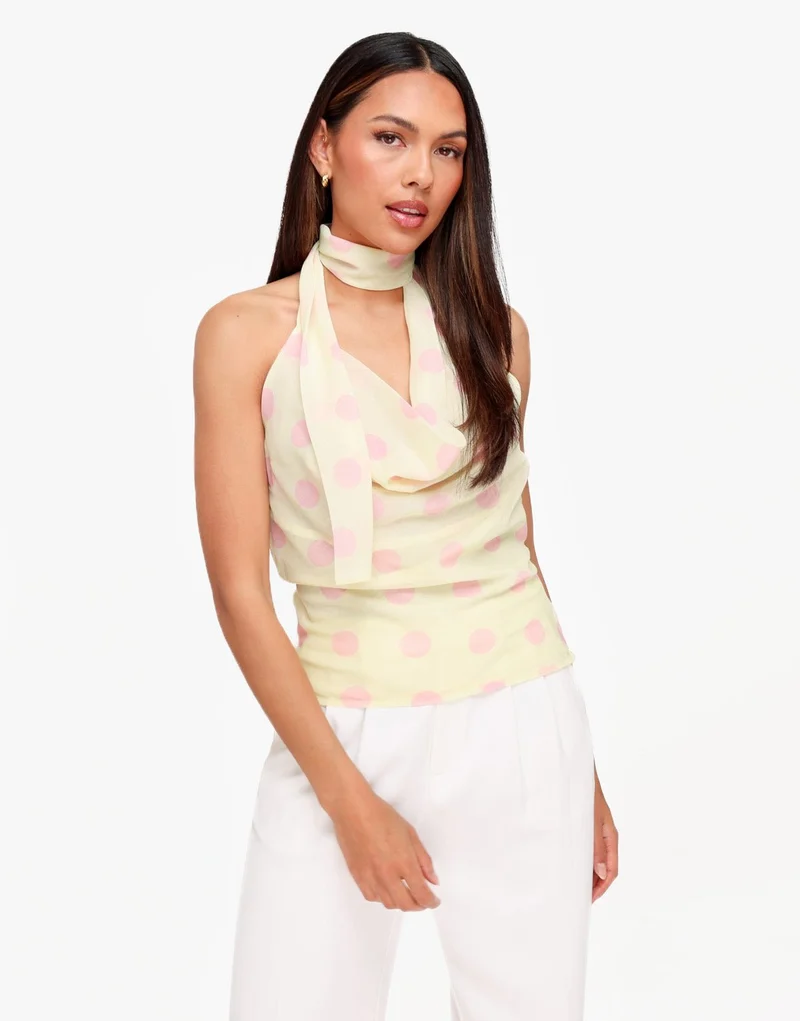 Gele Polkadot Halter - Top
