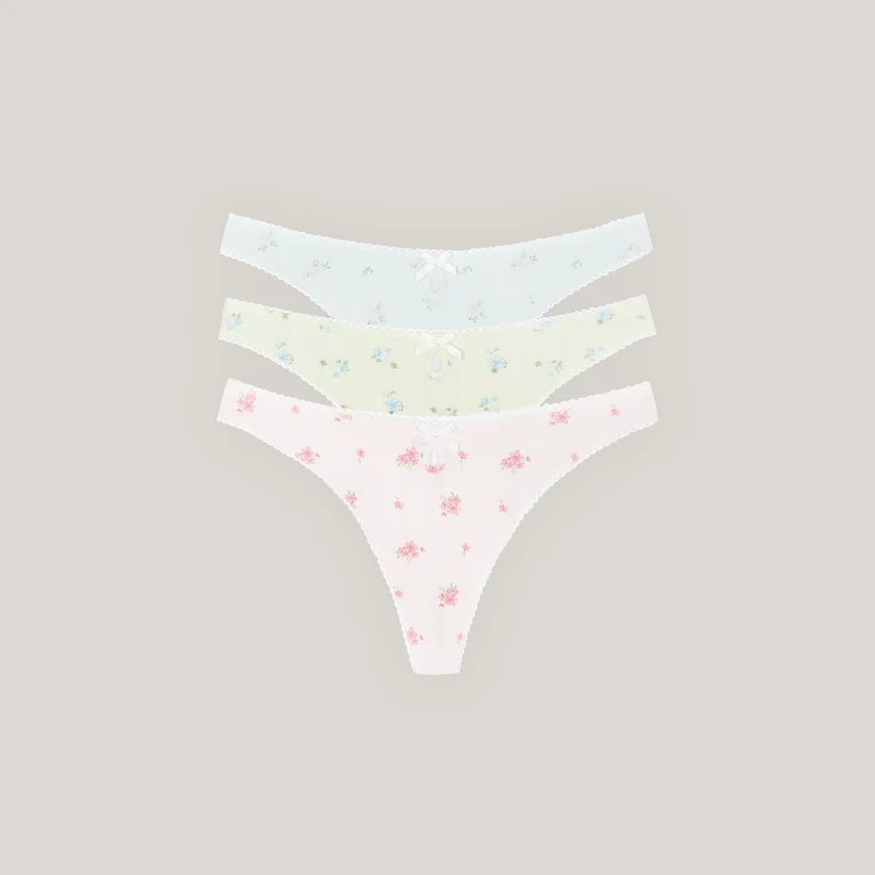 Pointelle Strings (3-pack) - Pastel Print