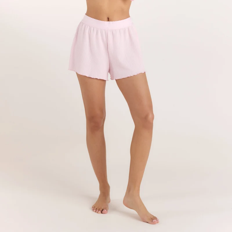 Soft Waffle Pyjama Shorts - Roze