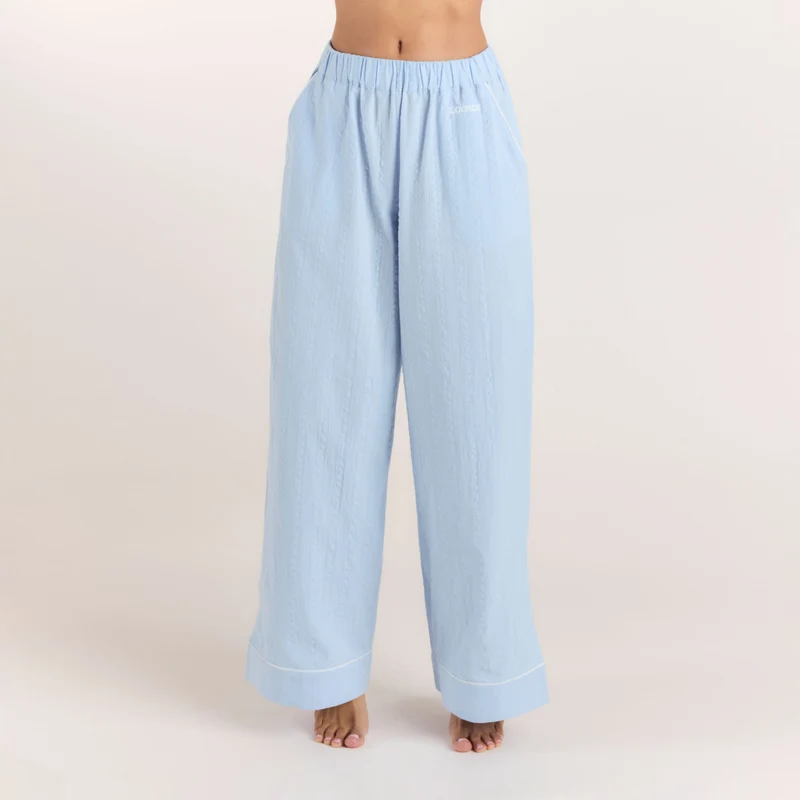 Textured Cotton Pyjama Broek - Blauw