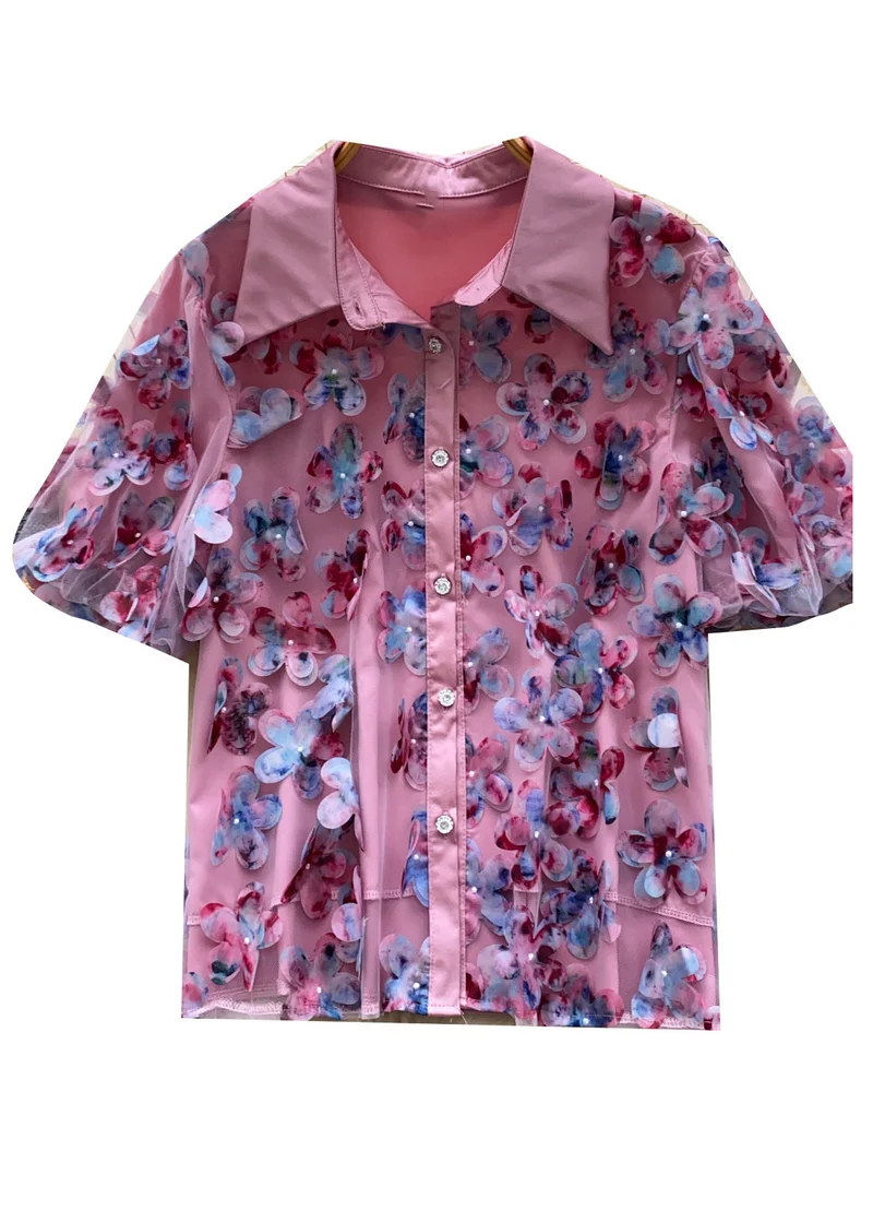 Dames Top Tule Met Paillettenprint Zomerstijl