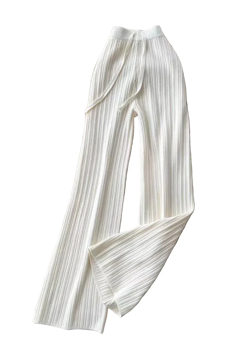 Dames Broek Gebreid Wijde Pijpen Met Elastische Taille