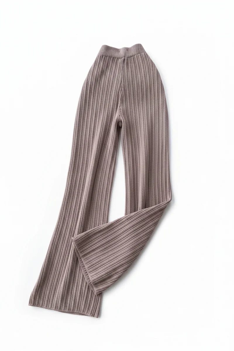 Dames Rechte Broek Hoge Taille Gebreid Herfststijl