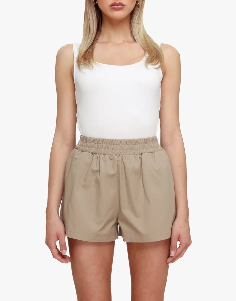 Donker Taupe Wijde Elastische Band - Short