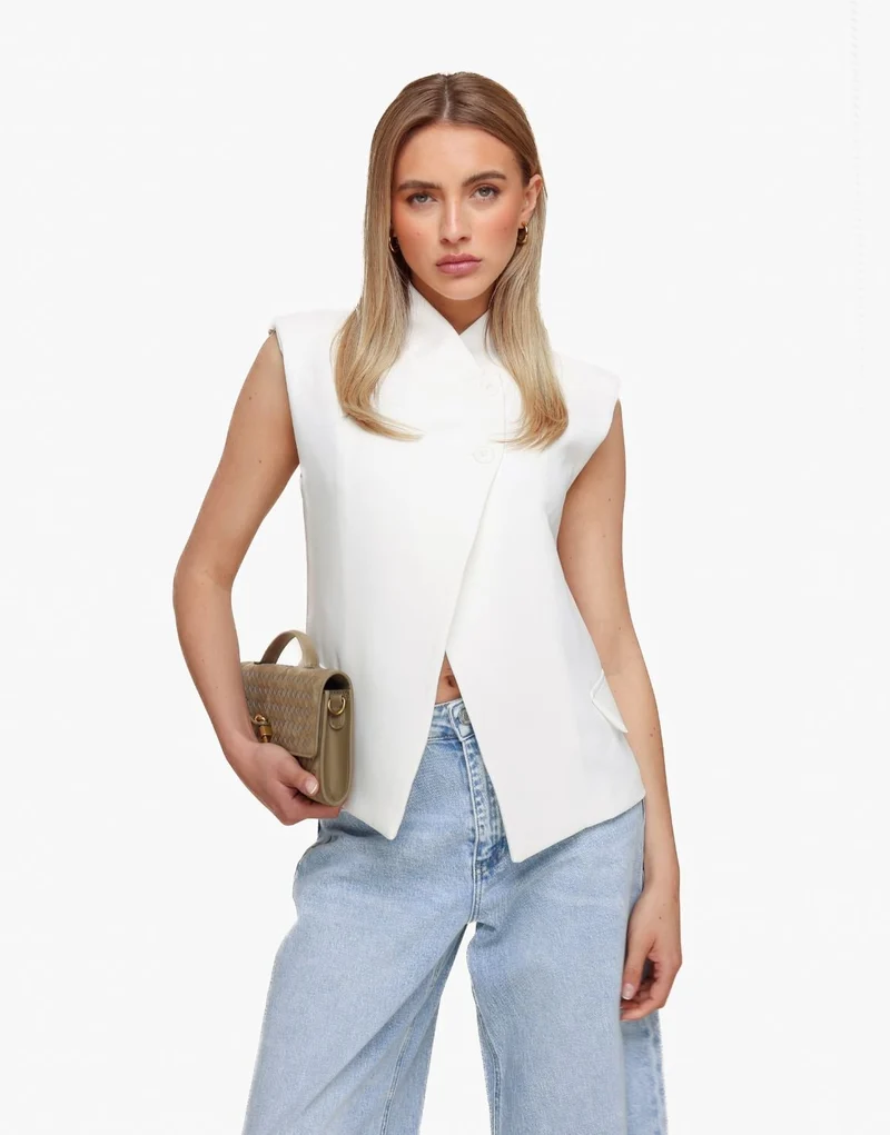 Witte Hoge Knoop Split - Gilet