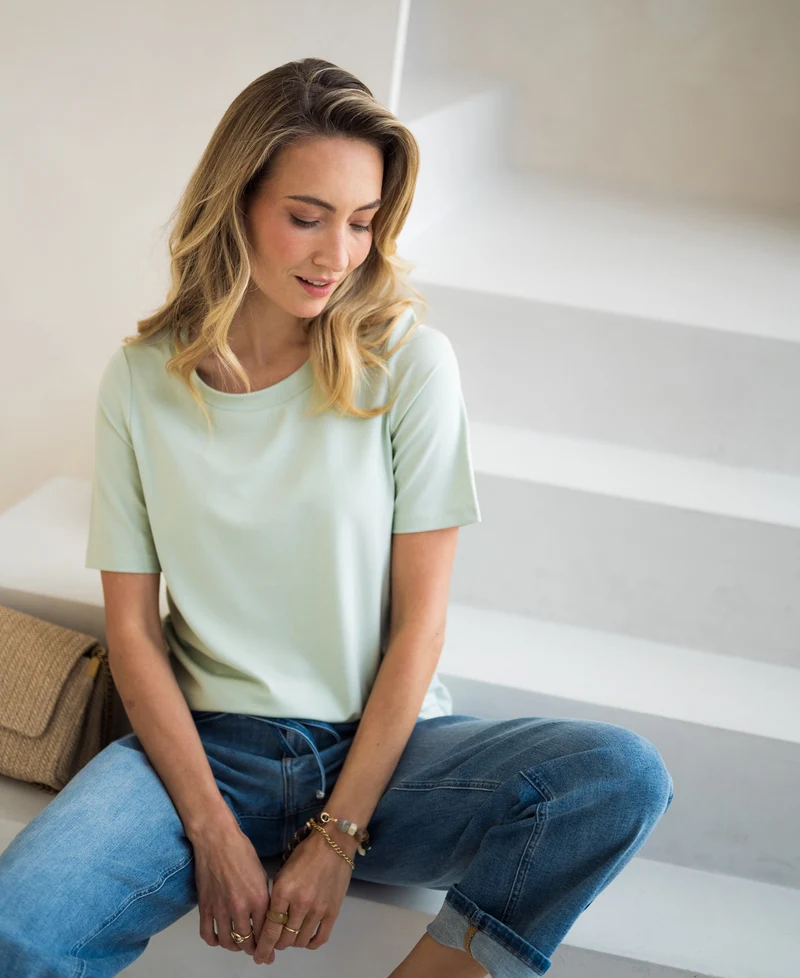 Stretch T-shirt korte mouw LE ROI Lichtgroen