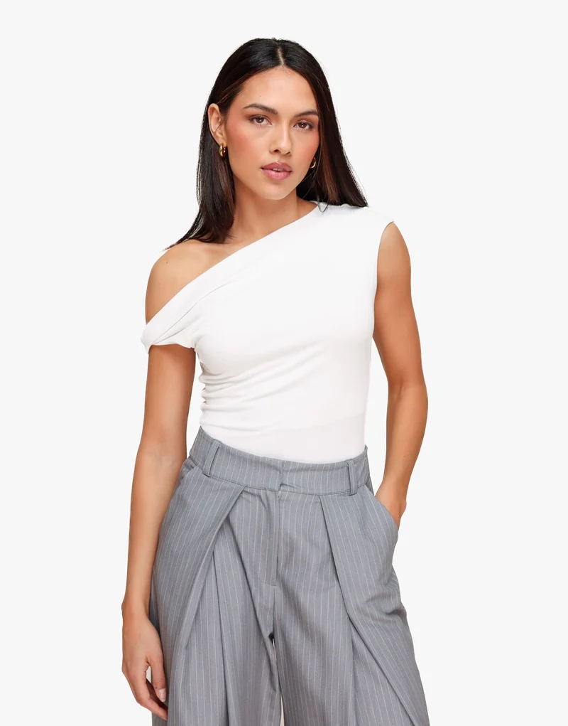 Witte One Shoulder Mouwloze - Top