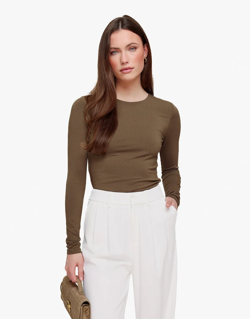 Khaki Basic LS - Top