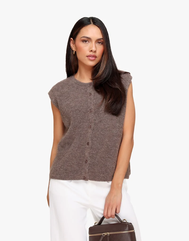 Taupe Mouwloze Gilet - Vest