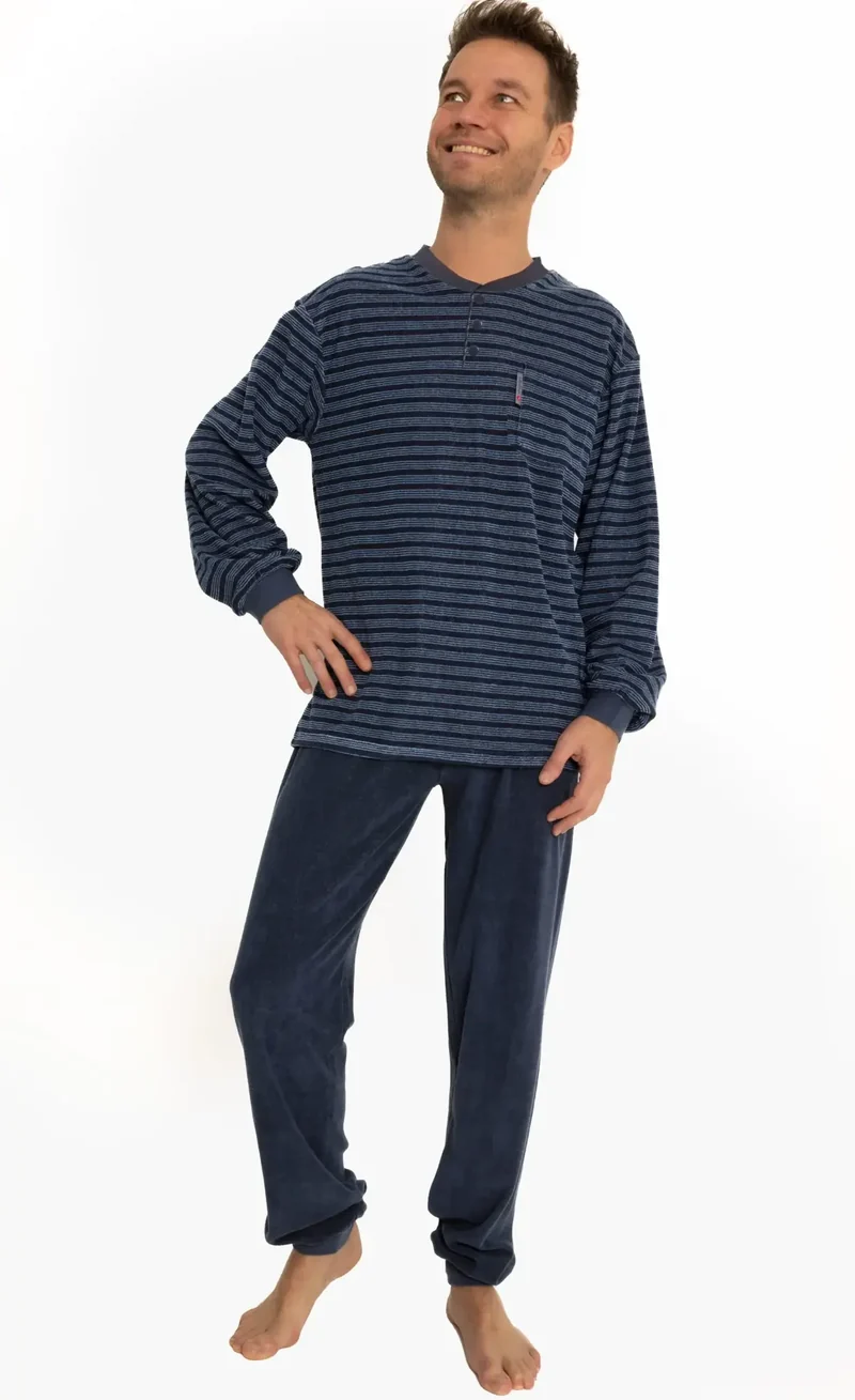 Outfitter Badstof heren pyjama - Dark stripe