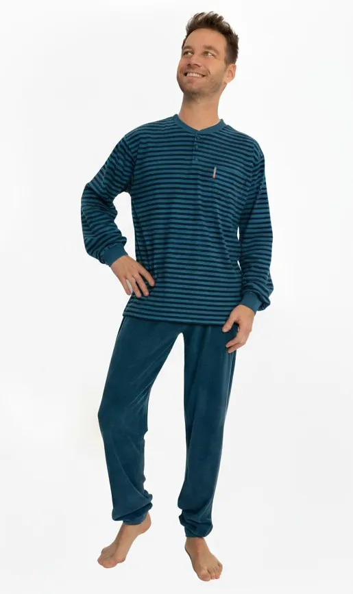 Outfitter Badstof heren pyjama - Dark stripe