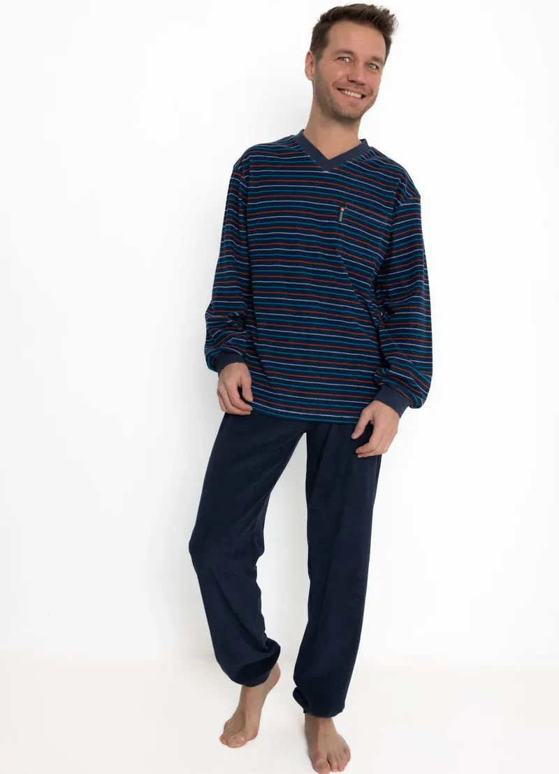 Outfitter Badstof heren pyjama - Winter streep