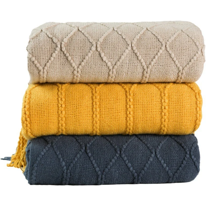 Dames Plaid Geweven Structuurdeken Comfortabel en Stijlvol
