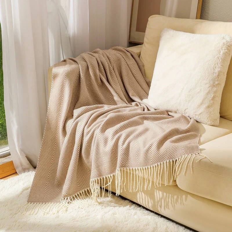 Unisex Deken Visgraatpatroon Comfortabel en Stijlvol