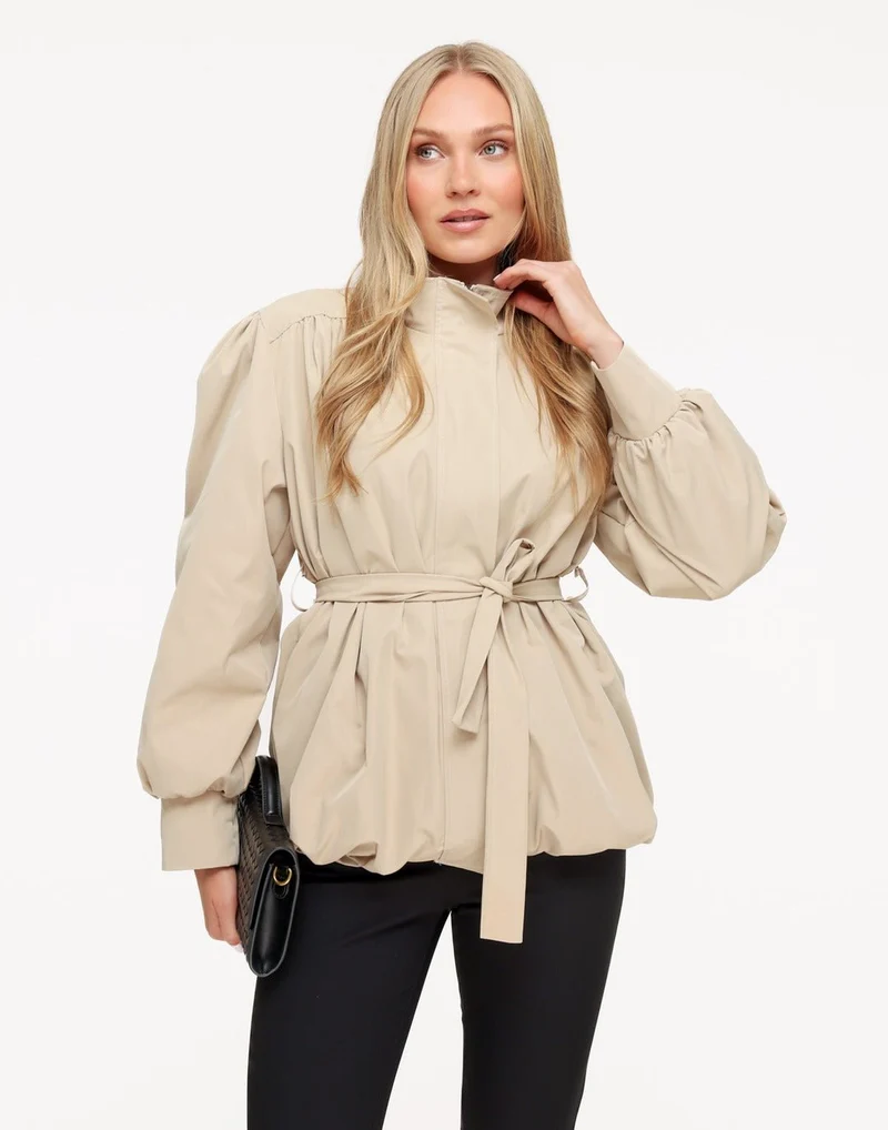 Beige Korte Ballon Trench - Jas