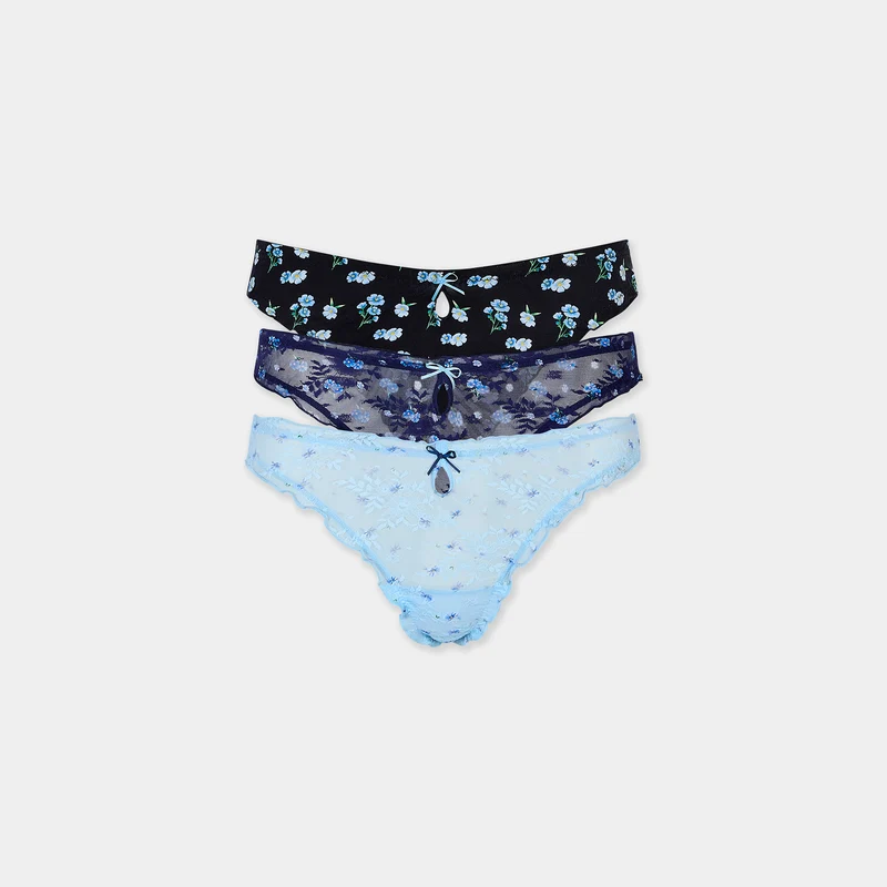 Printed Strings (3-Pack) - Blauw Print