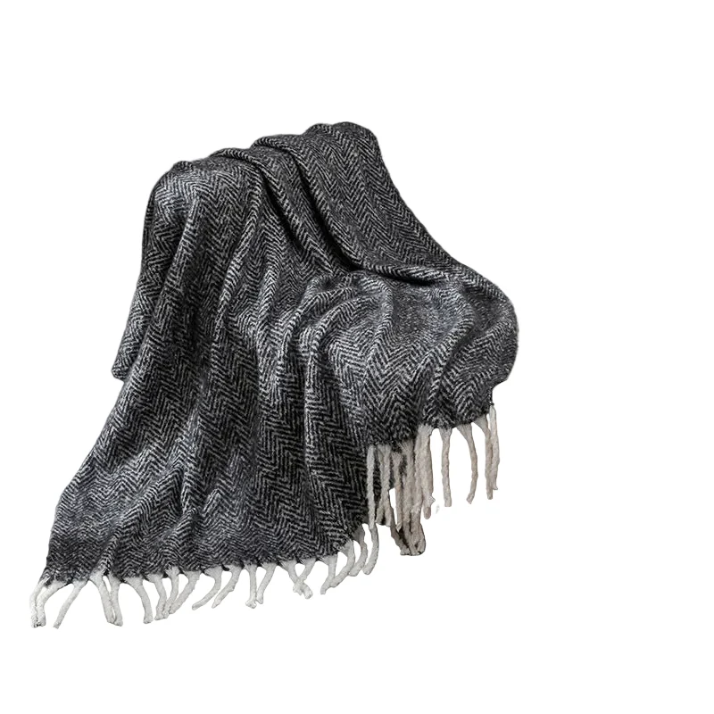 Unisex Woondecoratie Deken Visgraatpatroon