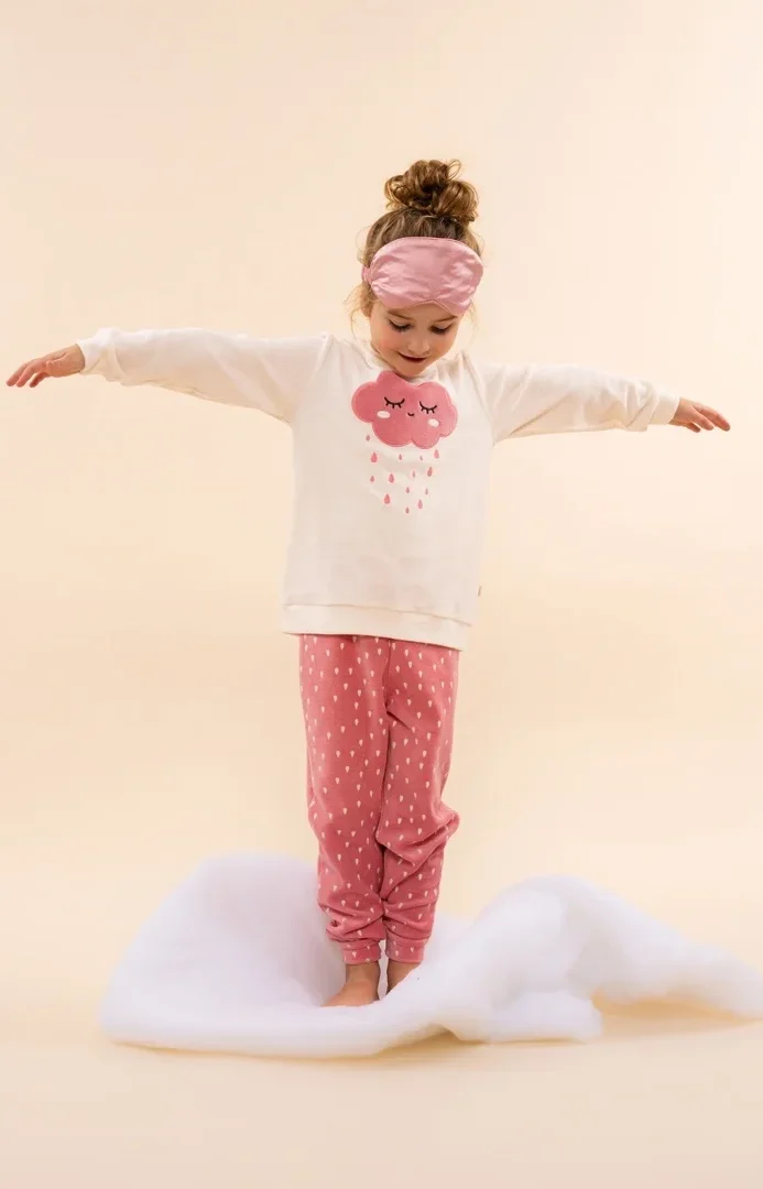 Charlie Choe velours meisjes pyjama - off white