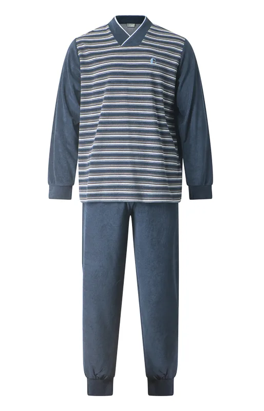 Gentlemen Warme heren pyjama badstof - Streep