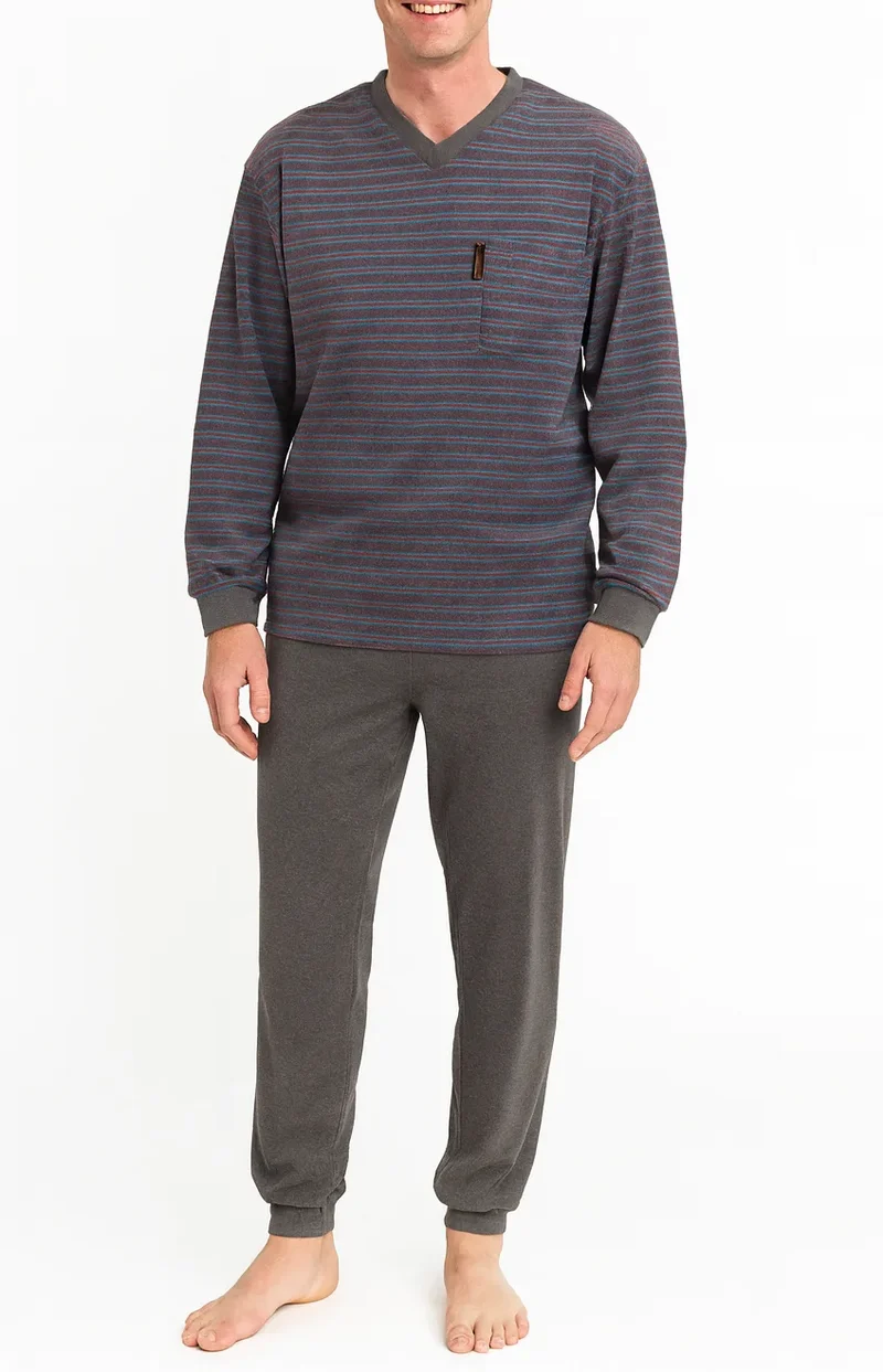 Outfitter Badstof heren pyjama - Winter Stripe
