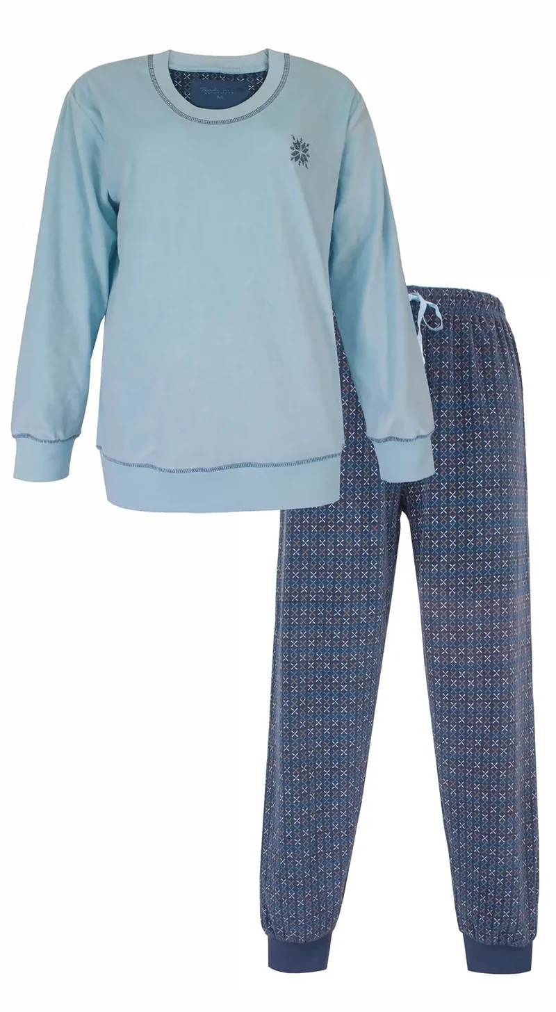 Tenderness dames pyjama Velours - Lichtblauw