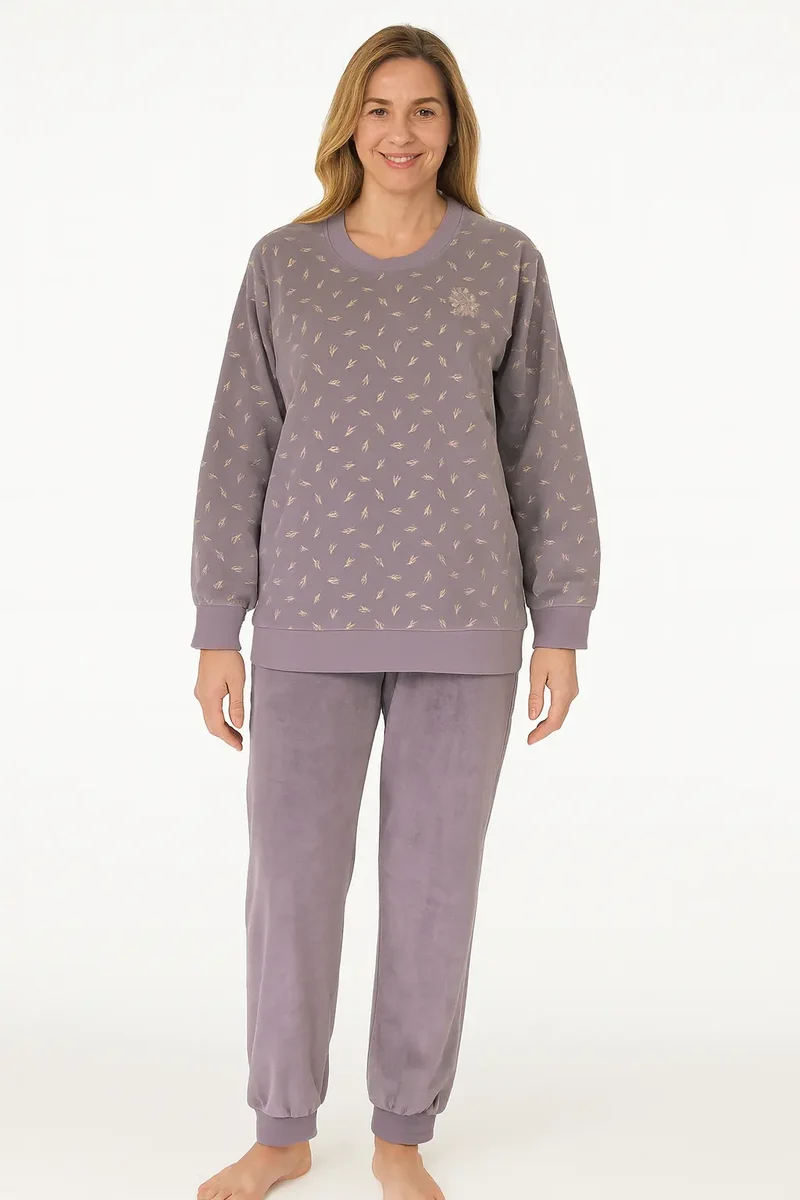Tenderness dames pyjama Velours - Lila Flower
