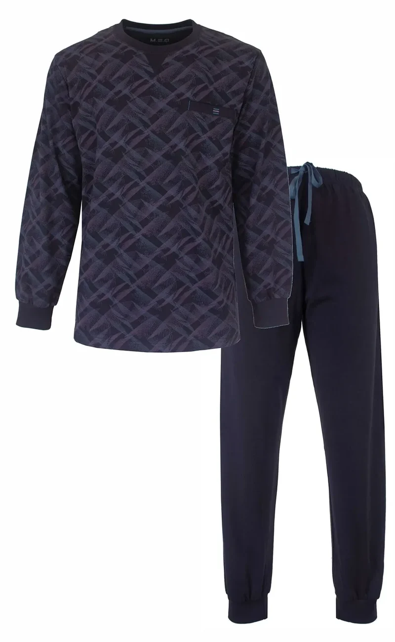 M.E.Q. Heren pyjama lange mouwen katoen - Blue monogram