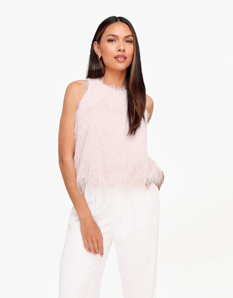 Lichtroze Mouwloze Fluffy - Top